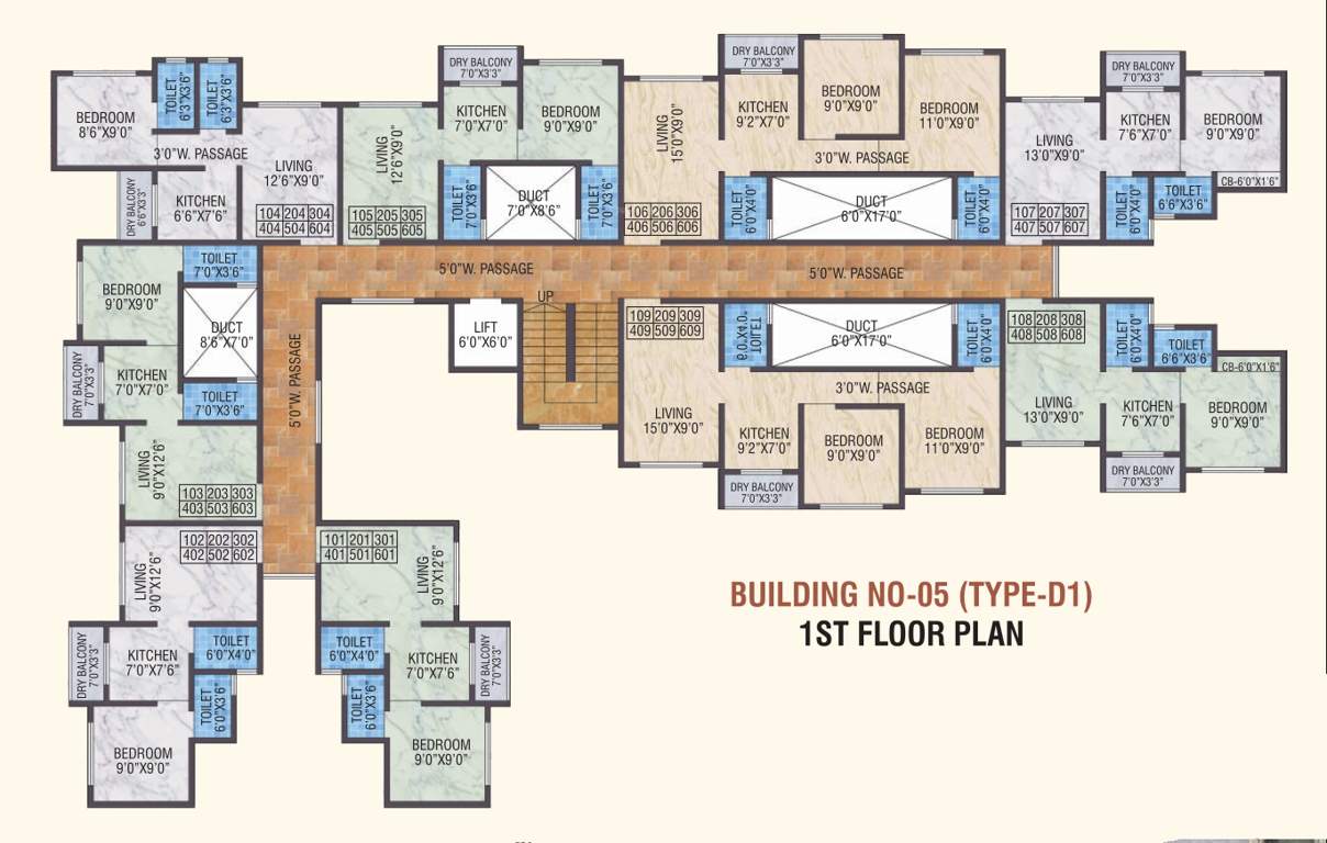  smart city phase 1 Bldg No 5 Type D1 Cluster Plan For 1st Floor