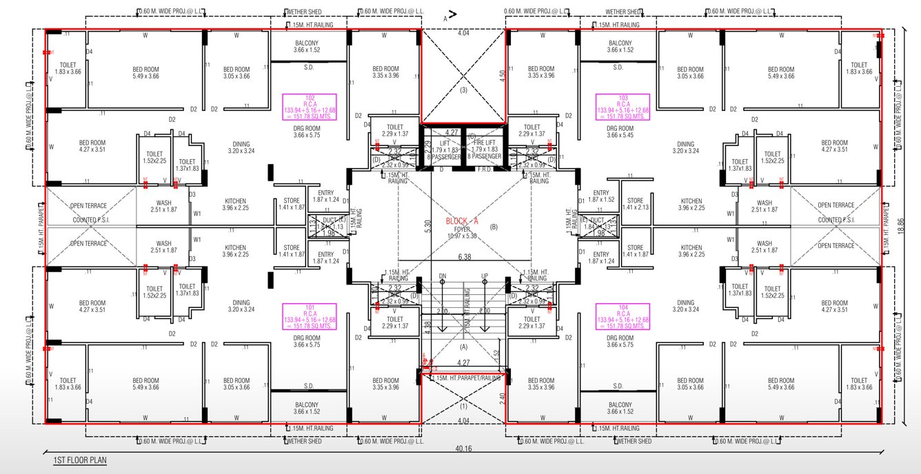  north view symphony Block A Cluster Plan from 1st to 5th Floor