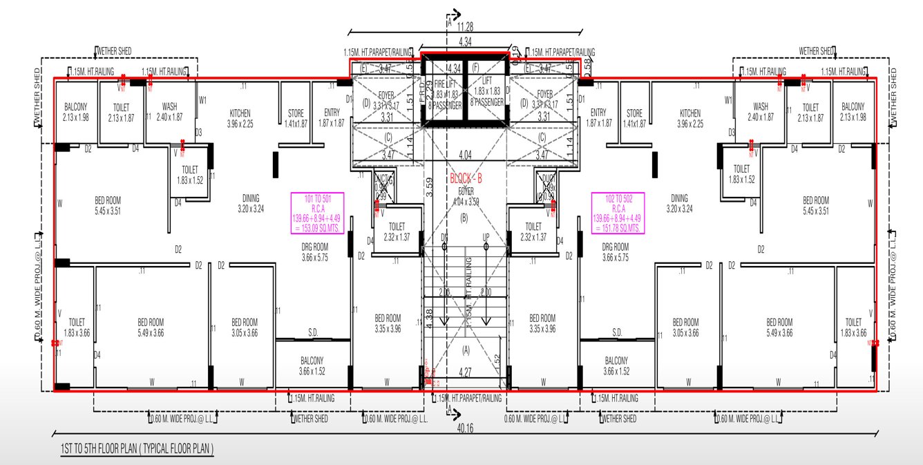  north view symphony Block B Cluster Plan from 1st to 5th Floor