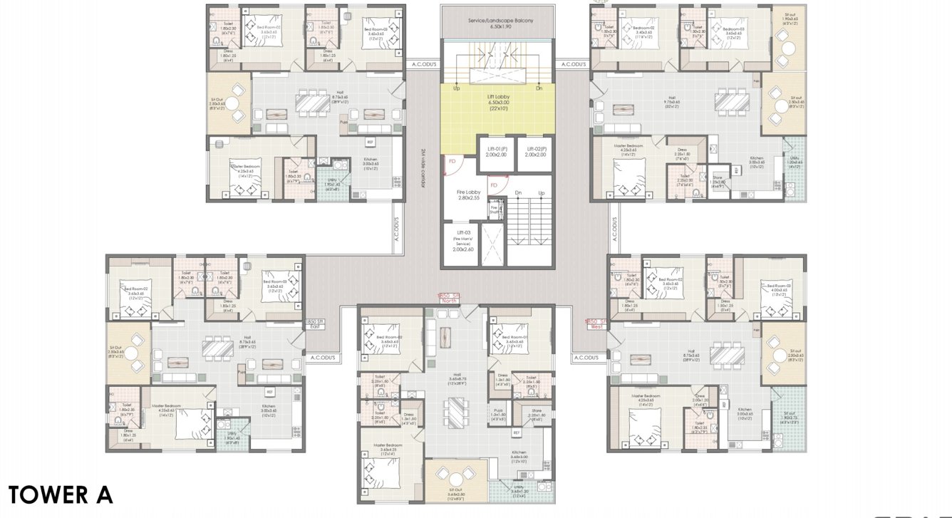  swasthi Tower A Cluster Plan from 1st to 17th Floor