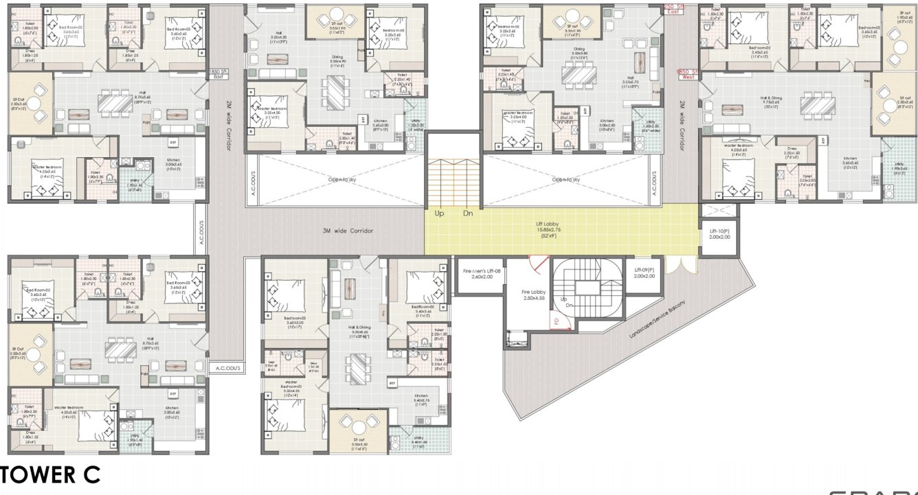  swasthi Tower C Cluster Plan from 1st to 17th Floor