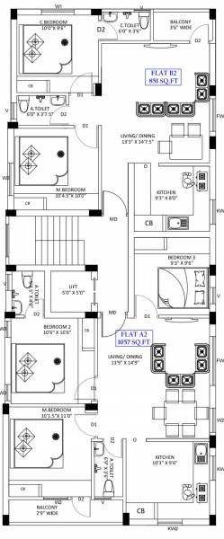 manoj-flats Manoj Flats Cluster Plan For 2nd Floor