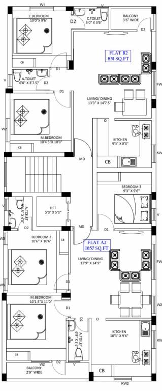  manoj flats Manoj Flats Cluster Plan For 2nd Floor