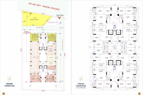  hari-krushna-sakar Block A And B Cluster Plan from ground to 14th Floor