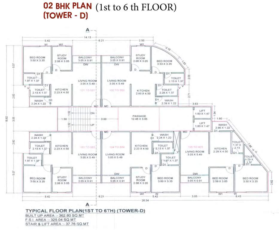 meena heights tower d Meena Heights Tower D Cluster Plan From 1st To 6th Floor