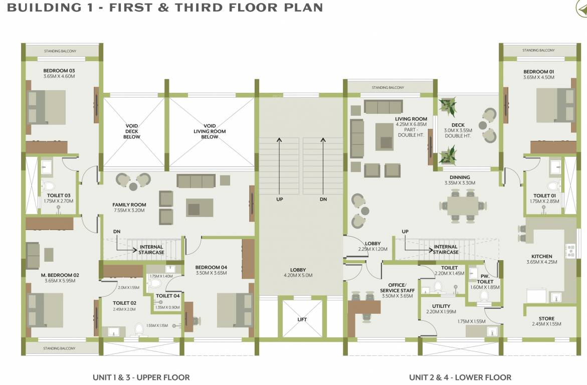 the gardens Building 1 Cluster Plan from 1st And 3rd Floor