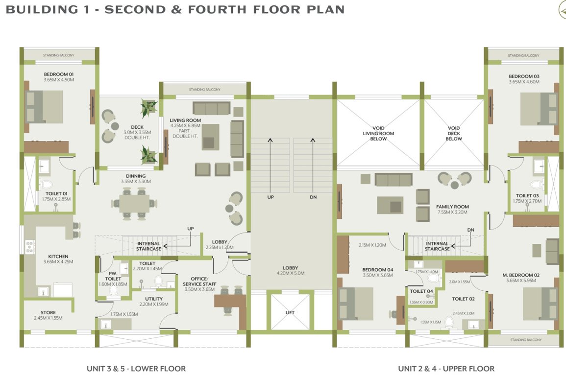  the gardens Building 1 Cluster Plan from 2nd And 4th Floor