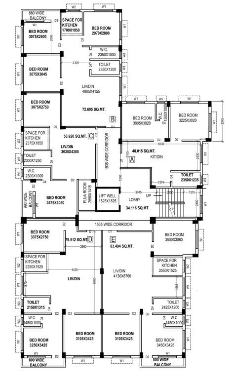  home green apartment 9 Home Green Apartment 9 Cluster Plan from 1st to 4th Floor