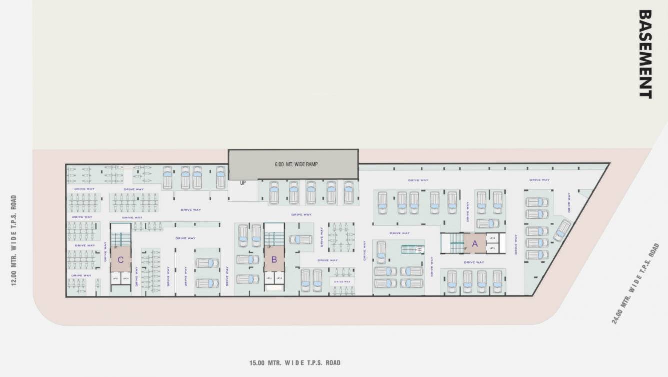  radhe parijat A, B, C Basement Cluster Plan