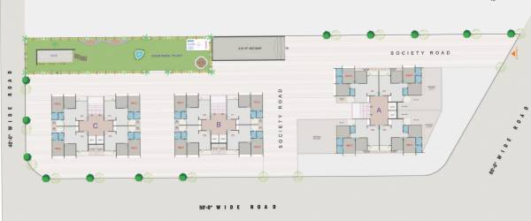  radhe-parijat A, B, C First Floor Cluster Plan