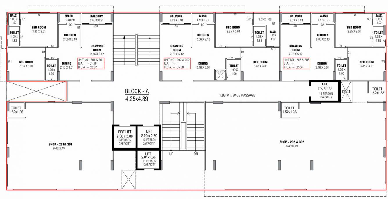  rise Block A Cluster Plan From 2nd To 3rd Floor