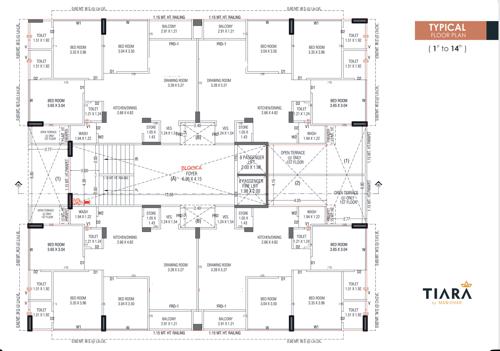 tiara-by-manidhar Block - A, B Cluster Plan From 1st To 14th Floor