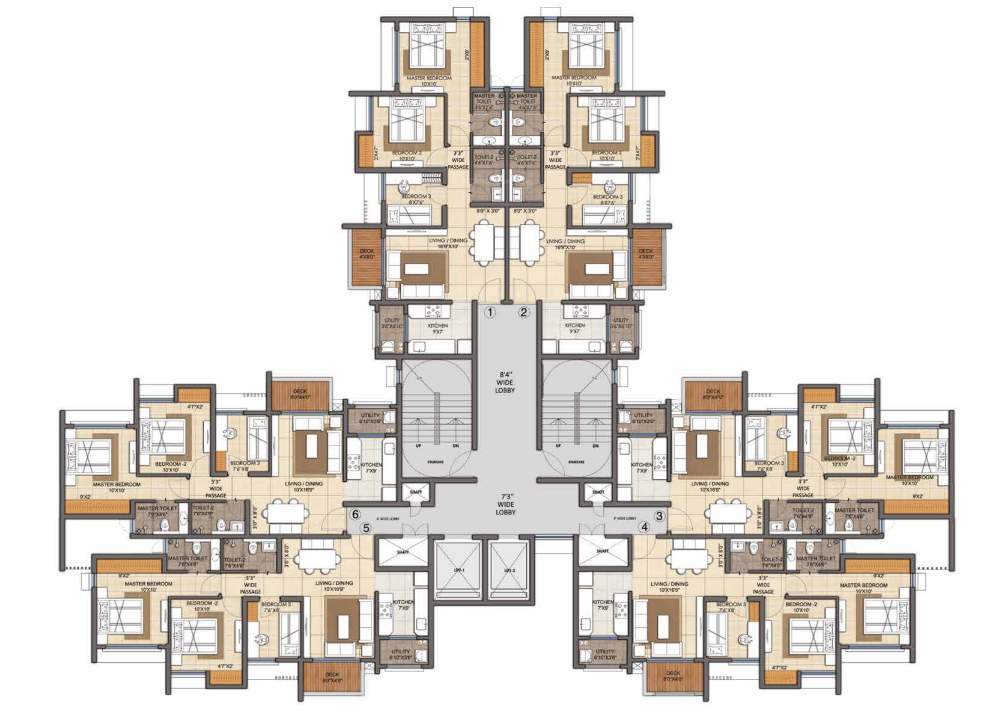  casa belvedere Wing A Cluster Plan From Floors – 3rd To 7th, 9th To 12th, 15th To 18th And 20th To 24th