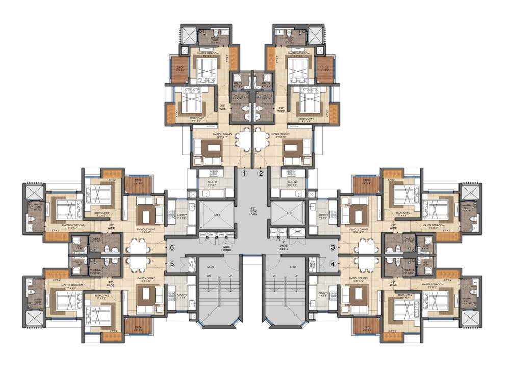  casa belvedere Wing A Cluster Plan From Floors – 3rd To 7th, 9th To 12th, 15th To 18th And 20th To 24th