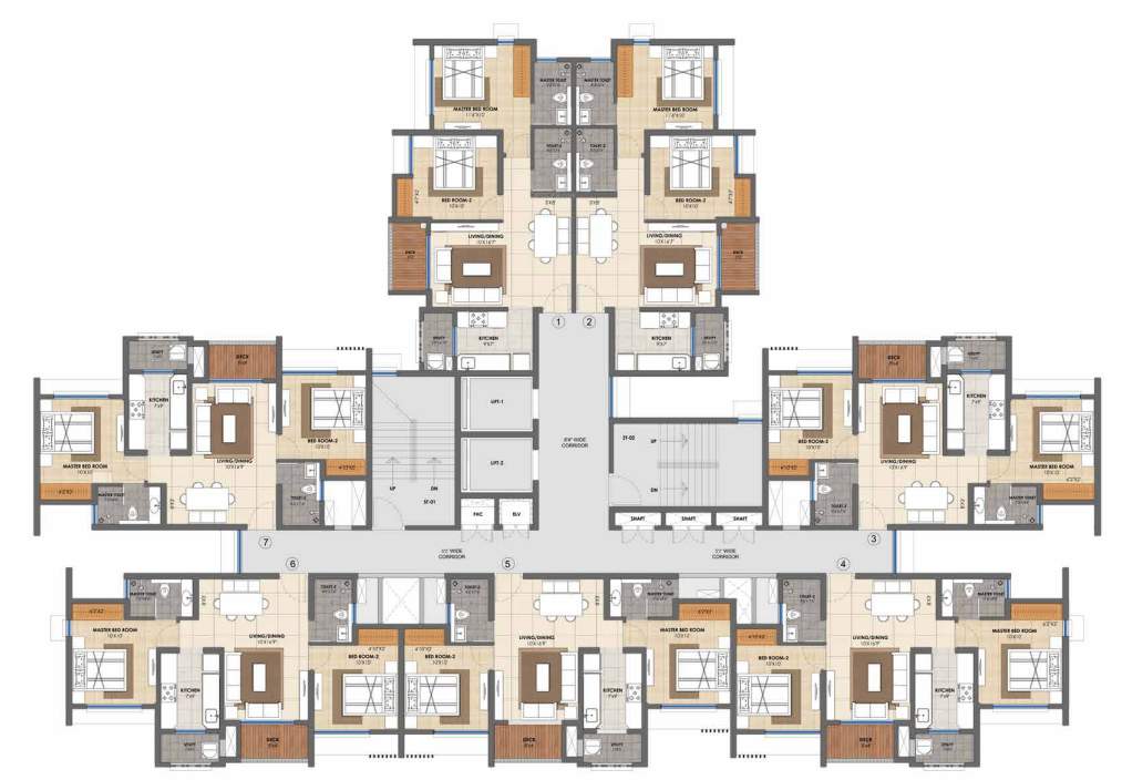  casa belvedere Wing A Cluster Plan From Floors – 3rd To 7th, 9th To 12th, 15th To 18th And 20th To 24th