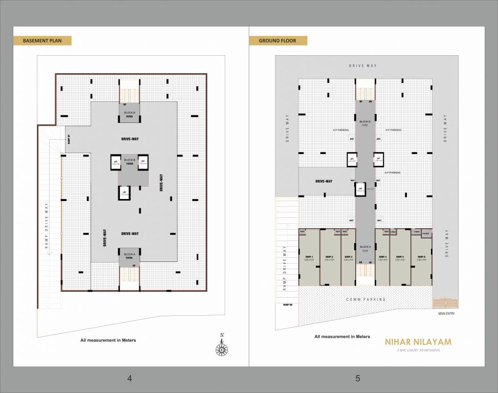  nihar nilayam Block A And B Cluster Plan for Basment And Ground Floor