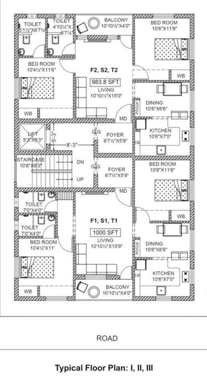  apex shiv apartment Apex Shiv Apartment Cluster Plan from 1st to 3rd Floor