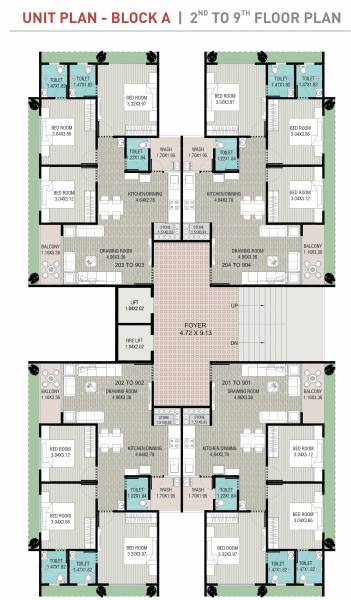  skyline Block A Cluster Plan from 2nd to 9th Floor