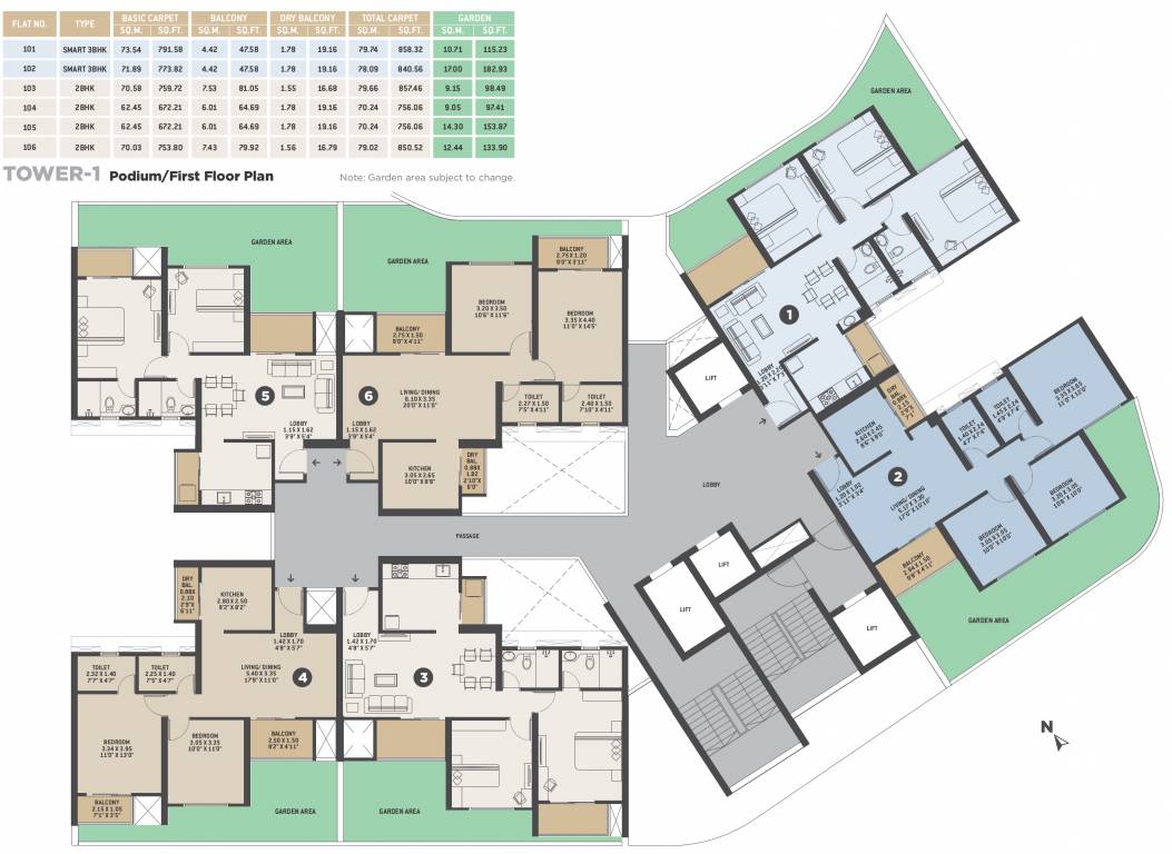 dolce vita Tower 1 Cluster Plan for 1st Floor