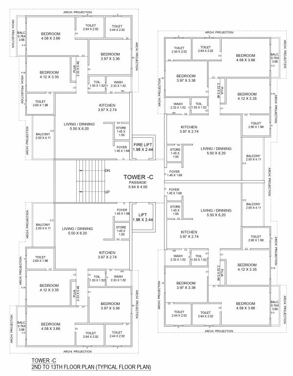 samanvay anantam C Cluster Plan From 2nd To 13th Floor