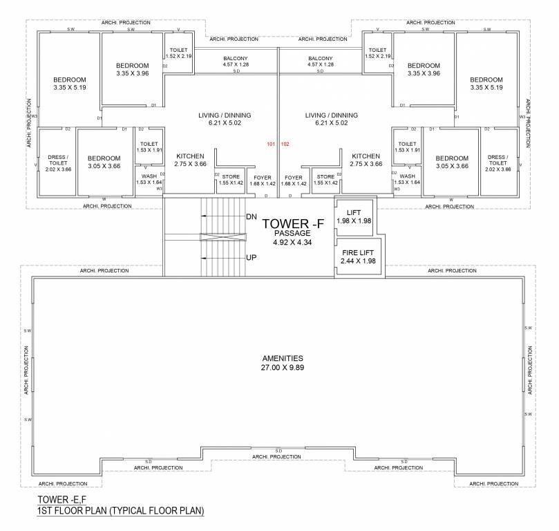 samanvay anantam E, F Cluster Plan For 1st Floor