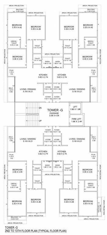 samanvay anantam G Cluster Plan From 2nd To 13th Floor