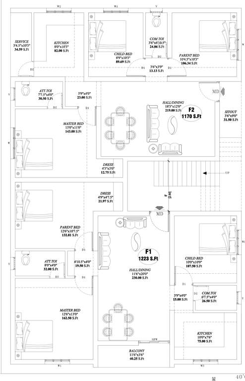  royal apartment Royal Apartment Cluster Plan For 1st Floor