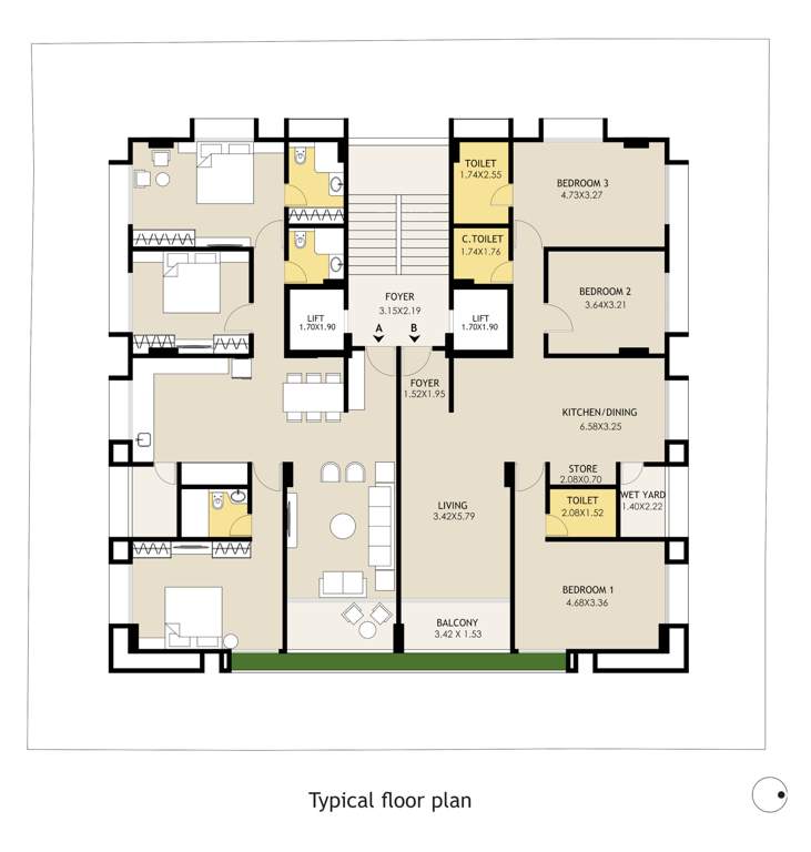  vishranti apartment Vishranti Apartment Cluster Plan from 1st to 7th Floor