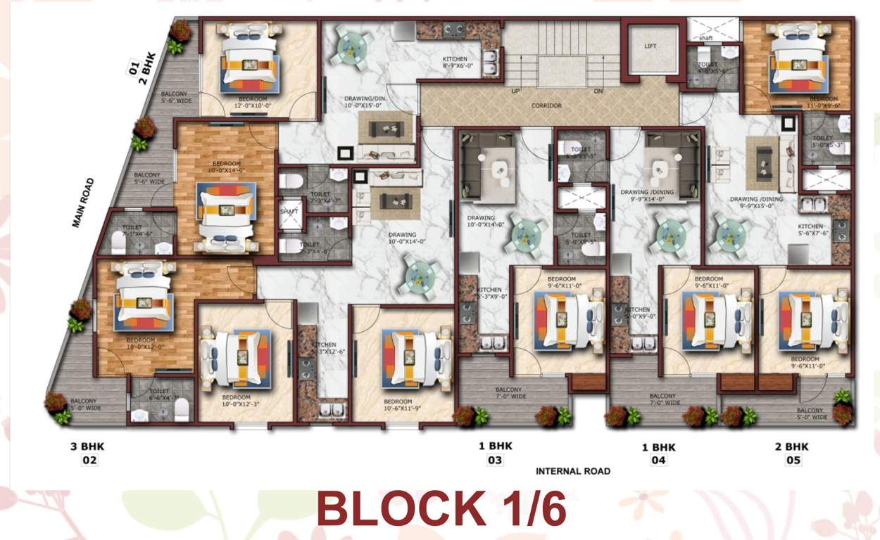  krishna homes Block 1 And 6 Cluster Plan for Typical Floor