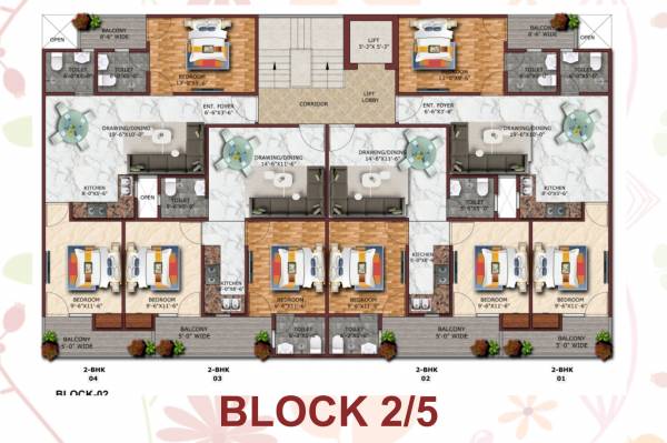  krishna-homes Block 2 And 5 Cluster Plan for Typical Floor
