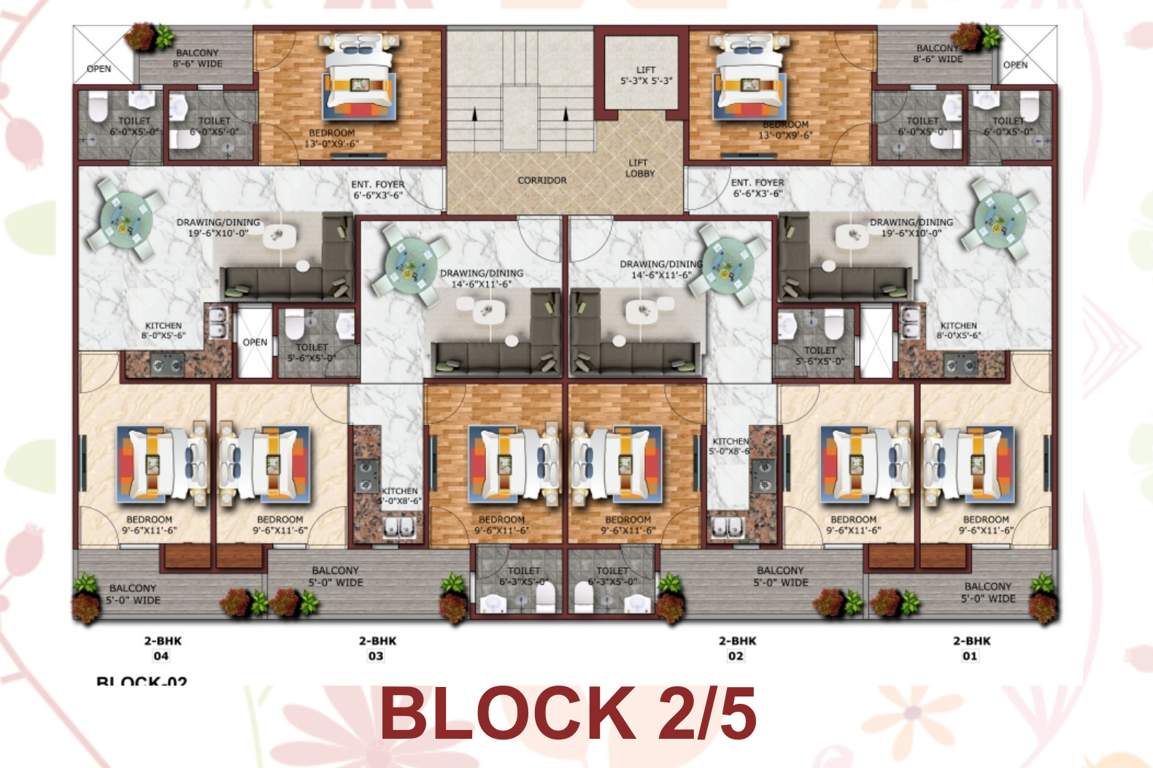  krishna homes Block 2 And 5 Cluster Plan for Typical Floor