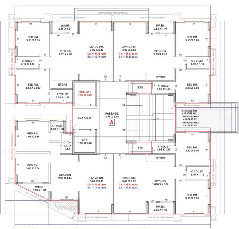  navkar heights Block A Cluster Plan From 1st To 14th Floor