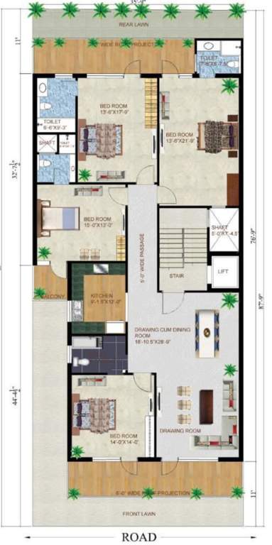  high end 275 sqyd Swastik High End 275 Sqyd Typical Cluster Plan
