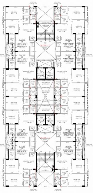  blue bell Block E & F Cluster Plan for 1st Floor