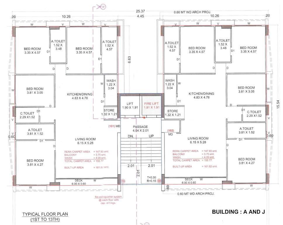 freedom towers A And J Cluster Plan from 1st to 13th Floor
