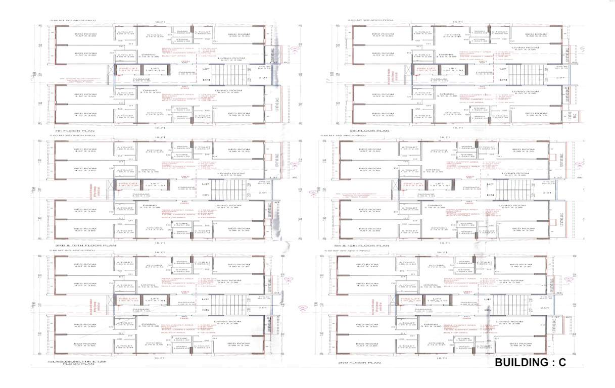 freedom towers C Cluster Plan from 1st to 13th Floor