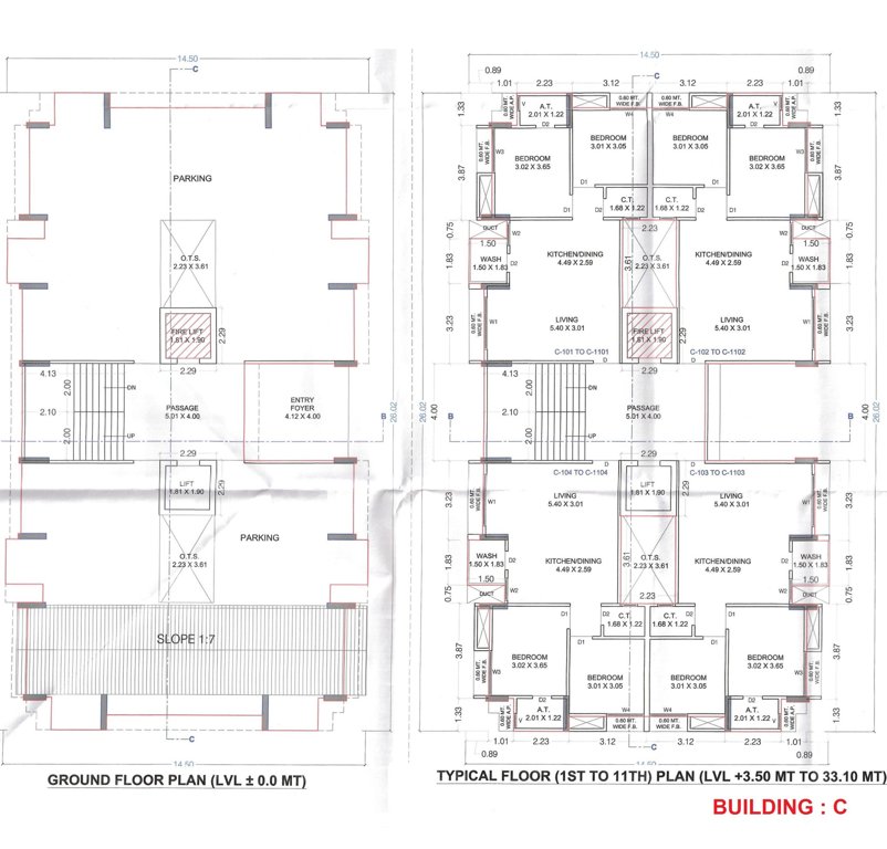  nilgiri heights Block C Cluster Plan from ground to 11th Floor