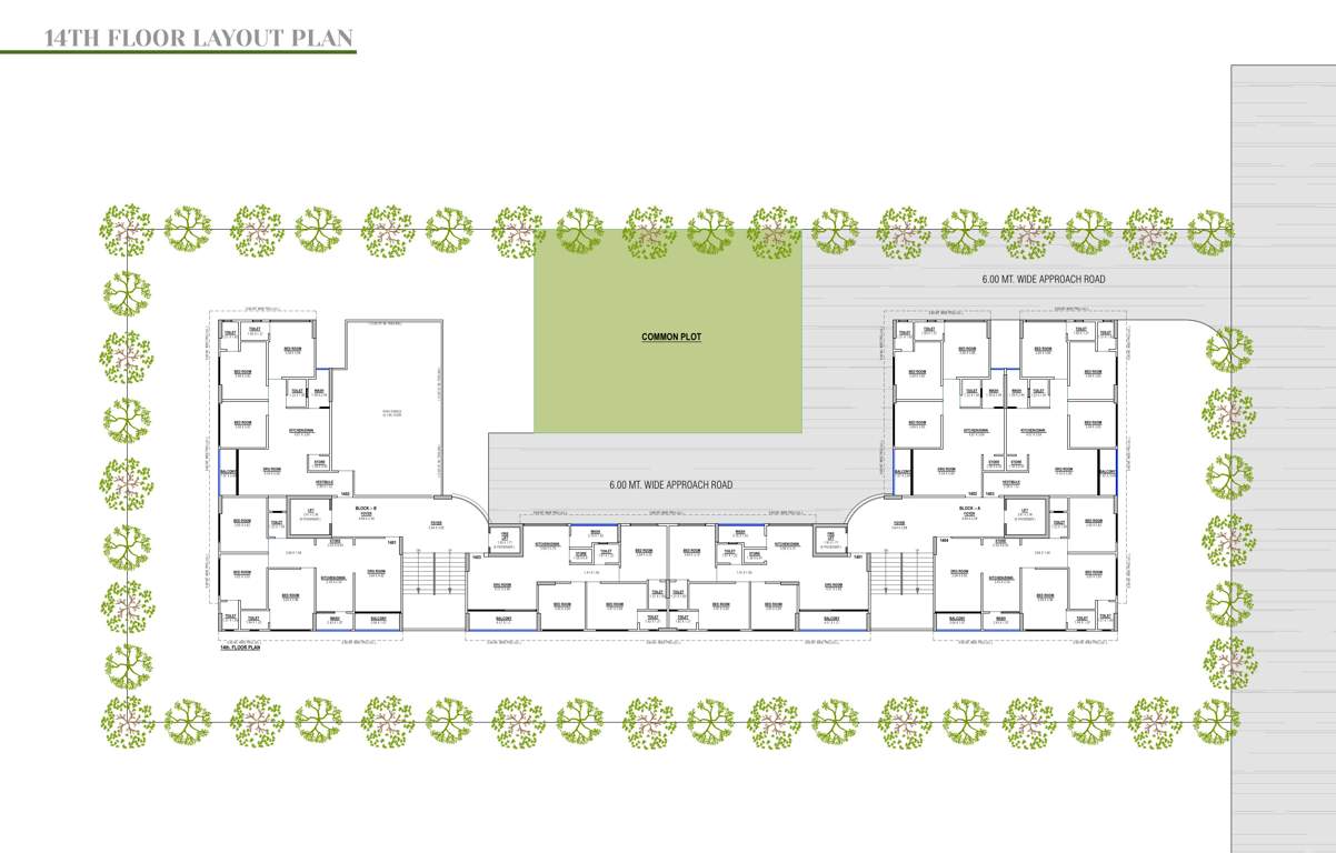  crown gold Block A And B Cluster Plan for 14th Floor