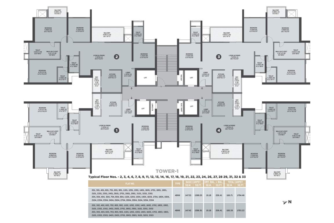  flamante by vtp luxe phase 1 Tower 1 Cluster Plan from 2nd to 33th Floor
