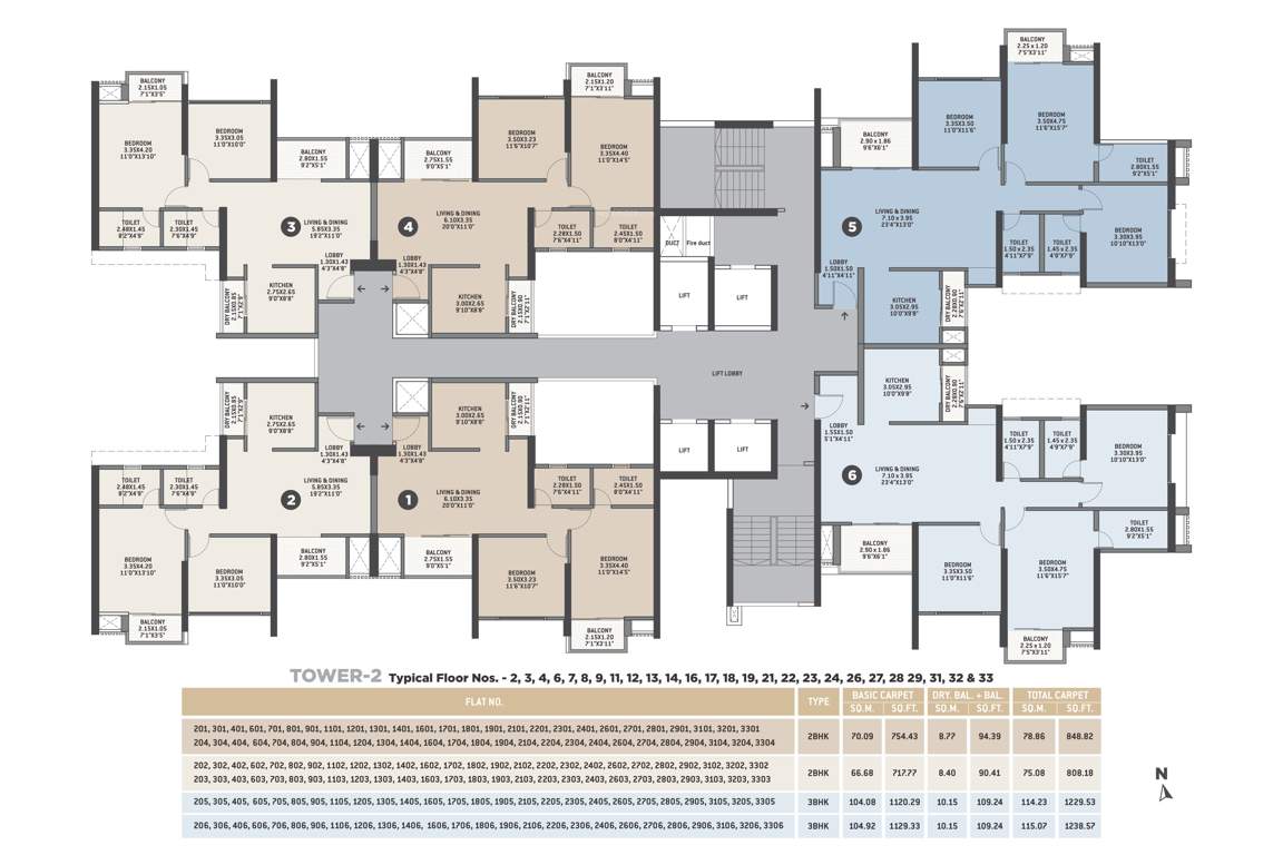 flamante by vtp luxe phase 1 Tower 2 Cluster Plan from 2nd to 33th Floor