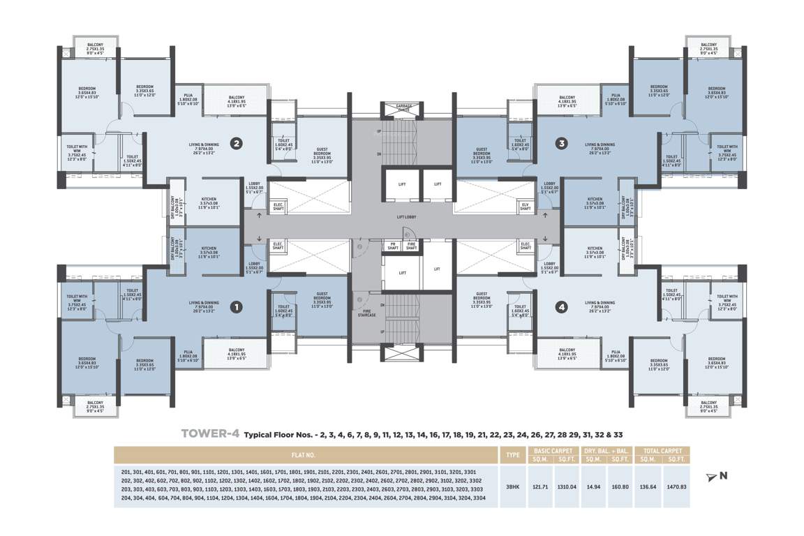  flamante by vtp luxe phase 1 Tower 4 Cluster Plan from 2nd to 33th Floor