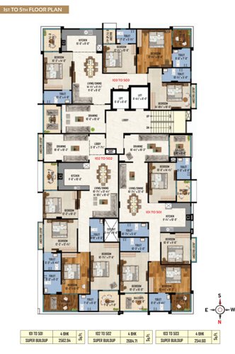  mangal-prime Block - 1 Cluster Plan from 1st to 5th Floor