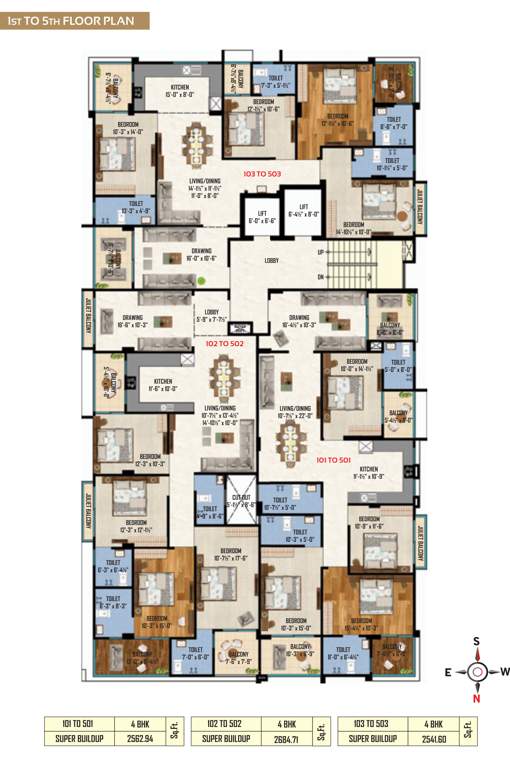  mangal prime Block   1 Cluster Plan from 1st to 5th Floor