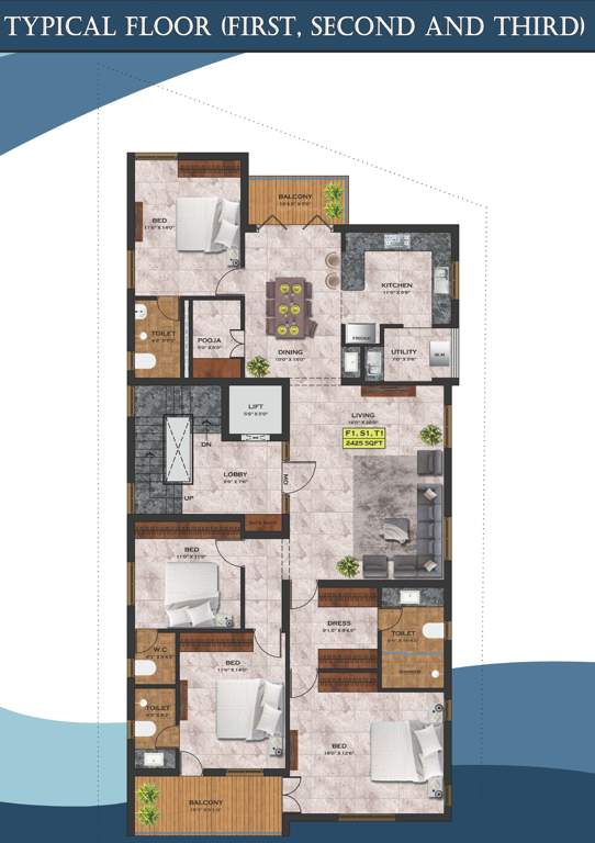 sai mithra flats Sai Mithra Flats Cluster Plan from 1st to 3rd Floor