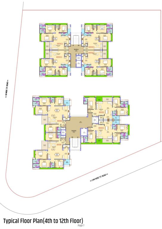  atulyam saral A, B Cluster Plan From 4th To 12th Floor