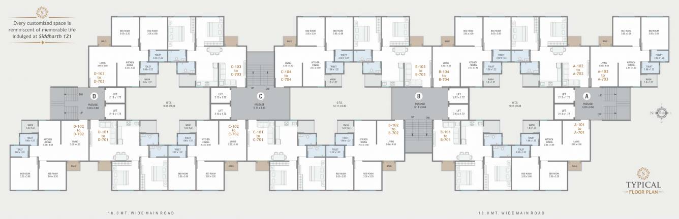  siddharth 121 Block A, B, C And D Cluster Plan from 1st to 7th Floor