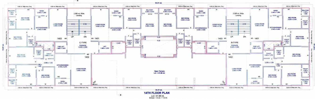 hills Block A And D Cluster Plan for 14th Floor