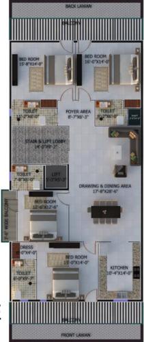  ghar-diamond-floors-3200-sq-ft Ghar Diamond Floors 3200 Sq Ft Cluster Plan For Typical Floor Plan