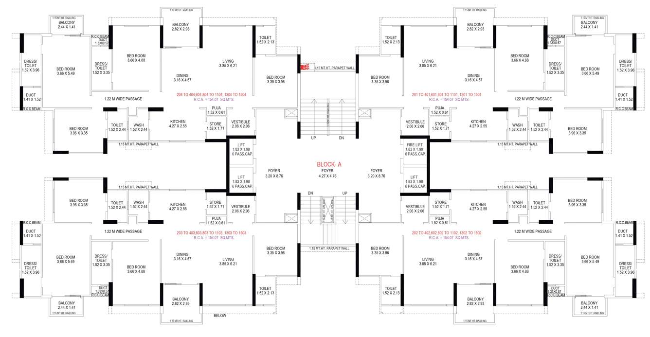  swati premier Block A Cluster Plan From 2nd To 4TH, 6TH, 8TH, TO 11TH, 13TH To 15th Floor