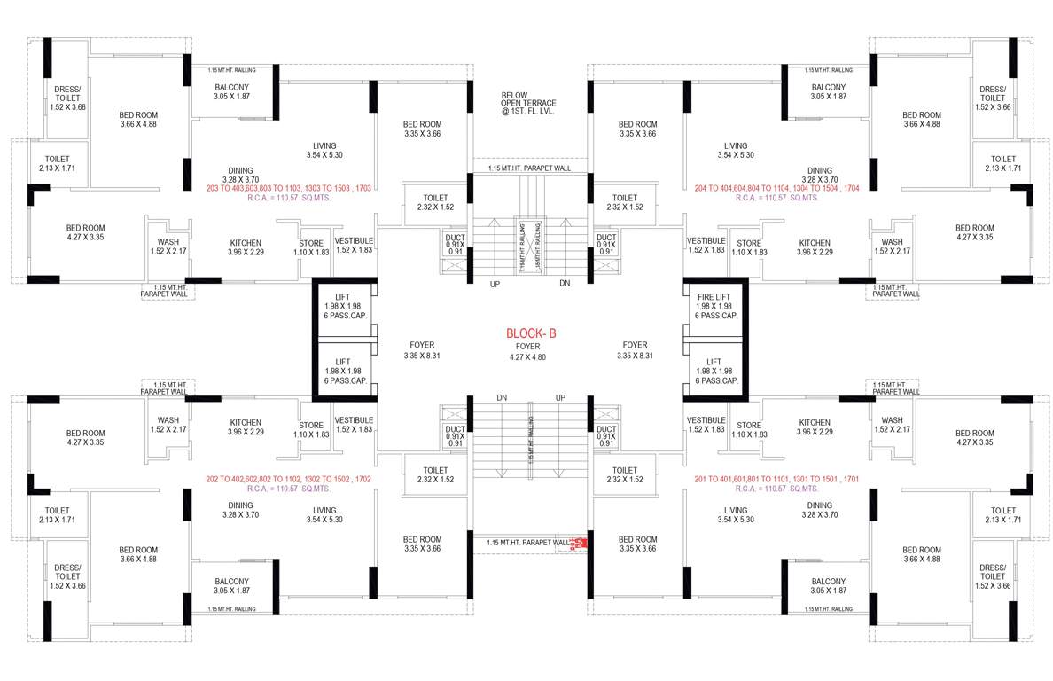  swati premier Block B Cluster Plan From 2nd To 4th, 6th, 8th To 11th, 13th To 15, 17th Floor
